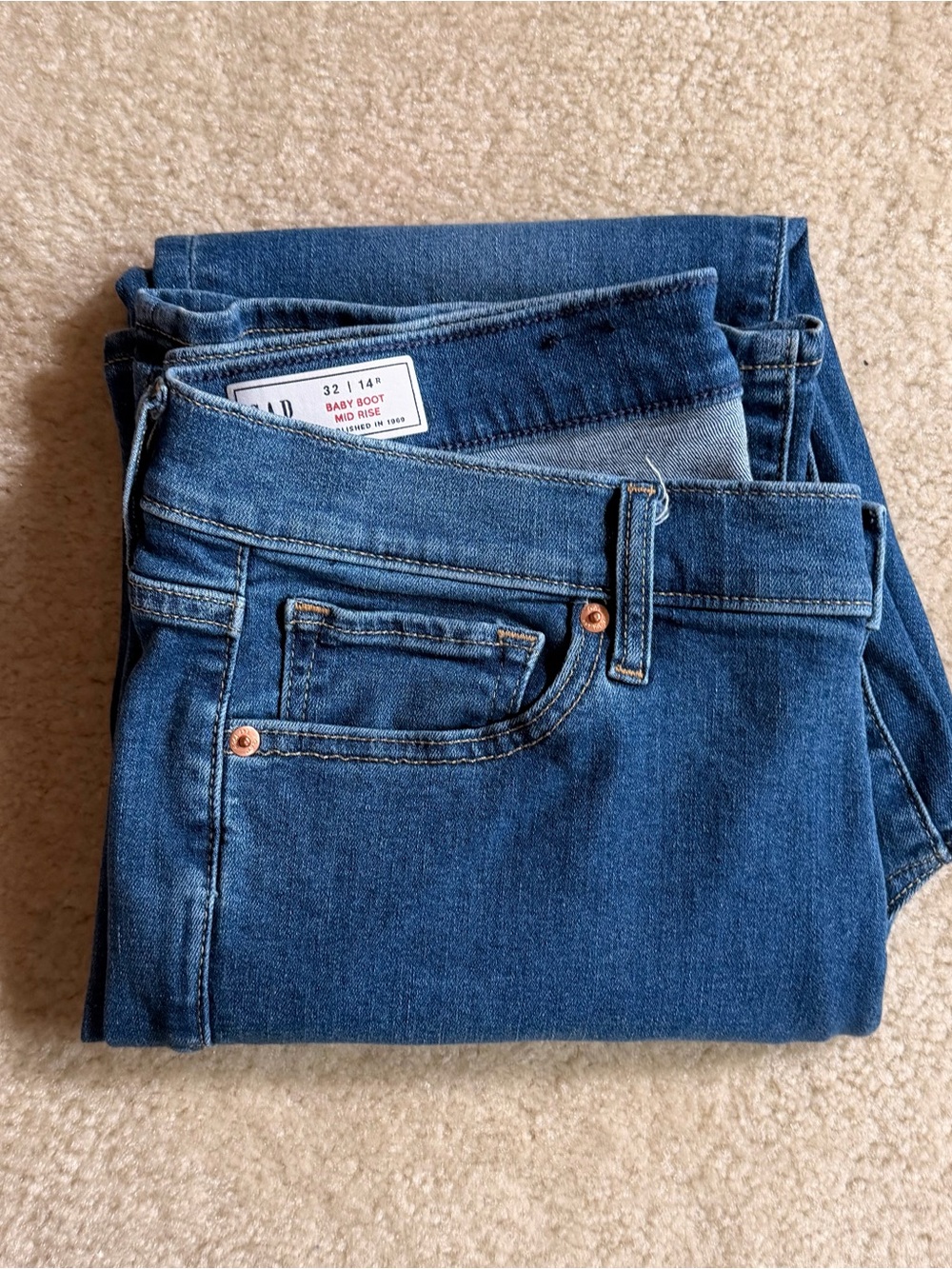 GAP Women's Baby Boot Cut mid Rise Jeans in Classic Blue